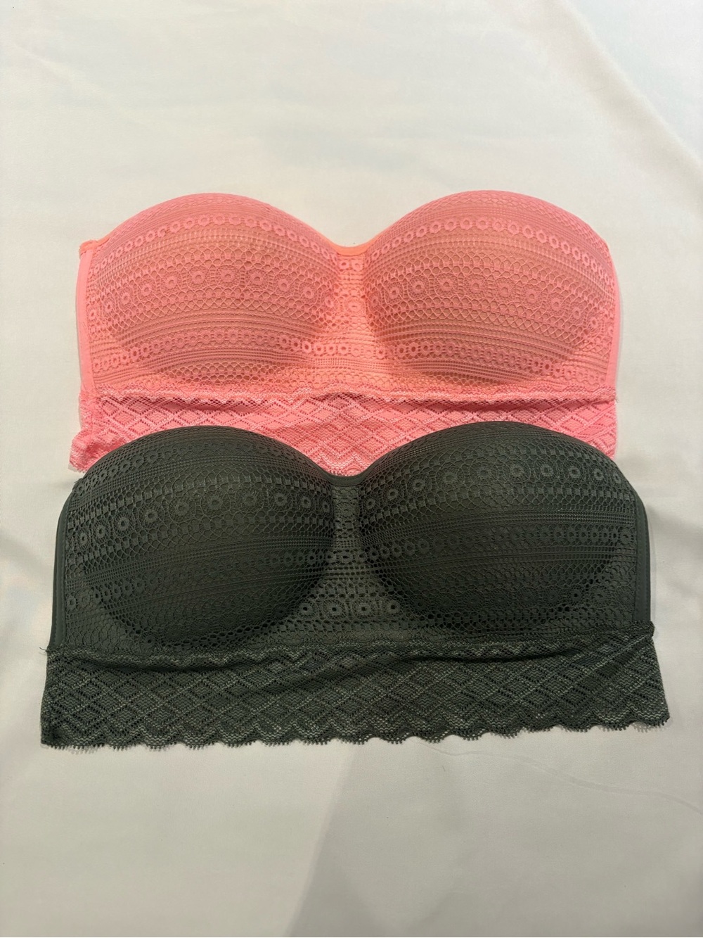 aerie Lace Strapless Bandeau Set in Pink and Black